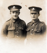 G553 IHA and pal, York and Lancaster Regiment, France, 1914, printed by McLennan Studio, Freshwater, Isle of Wight.