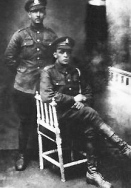 G388 Sapper Frank Brayley, 157 Field Company, KIA 20th November, 1917, (standing)and his brother, Malcolm, Royal Field Artillery